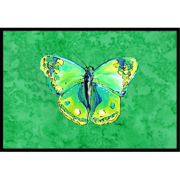 Carolines Treasures Butterfly Green on Green Indoor Or Outdoor Doormat - 18 x 27 in. CA66418 - main
